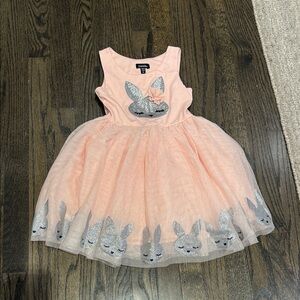 Zunie Pink Dress with Bunny Silver Accent
